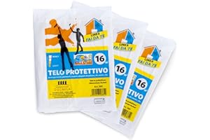 PENNELLIFICIO 2000 | Set 6 Teli Copritutto in Plastica, Teli Protettivi, Antigoccia, Protegge da Macchie di Pittura, Sporco, Umido, Misura: 4 x 4 Metri, 16 MQ, Grammatura: 195 gr – Made in Italy