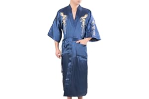 Secret Collection Mens Silk Bath Robe Kimono Dragon Embroidery