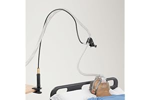 JESUSTREE Soportes para Manguera CPAP, Soporte de Cuello Cisne, Accesorios Ventilador Tubo Fijo Giratorio 360°, Sin Enredos, Ángulo y Altura Ajustables, Cama Mesa Silla, Negro