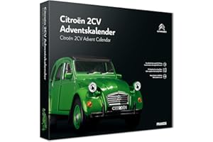 Franzis- Calendrier de l'Avent Citroën 2 CV (Canard) en Vert, kit de Construction de véhicule à l'échelle 1:38, Module sonore et Livre d'accompagnement, à partir de 14 Ans, 55154-2, coloré