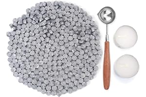 Kelzia Perlas de Cera de Sellado- Kit de Lacre de Sellado Octagonal con 2 Velas de Té + 1 Cuchara de Fundir sin Sello - Cera para Sellar y Decorar Cartas e Invitaciones - 230 piezas