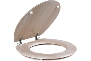 Beldray White Oak Effect Toilet Seat, 18 inch, Geschikt voor de meeste standaardtoiletten, Snel en gemakkelijk te monteren, 37 x 43 cm, Inclusief bevestigingsmateriaal, Duurzame toiletbril