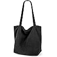 Iioscre Corduroy Tote Bag for Women,Hobo Bag with Zipper,Large Capacity Casual Shoulder Handbags with Inner Pockets