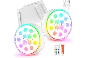 CARASTEK Lumière LED Submersible Rechargeable LED Piscine Sous l'eau IP68 Étanche 16 RGB Couleurs,Lampe Piscine avec Télécommande Lumières de Baignoire Étanche pour Jardin Piscine Vase Aquarium, Décorations