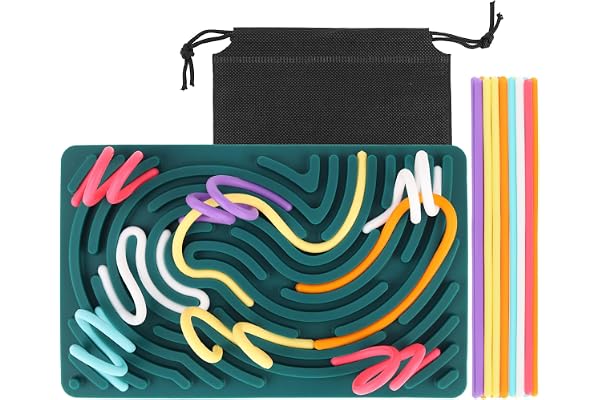 ddLUCK Silicone Sensory Activity Board, Dalle Sensorielle Objet Anti Stress Jouet pour TDAH et Autisme, Jouets Sensoriel pour Enfant de 3 Ans et Plus et Adultes avec 20 Cordes