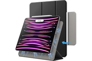 JETech Funda Magnética para iPad Pro 12,9 Pulgadas 2022/2021/2020/2018 (6.ª/5.ª/4.ª/3.ª Generación), Pencil 2.ª Generación de Carga, Carcasa Auto-Sueño/Estela (Negro)