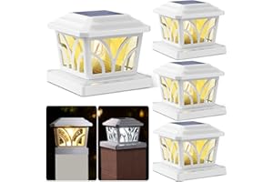 Siedinlar Lot de 4 lampes solaires à DEL Edison en aluminium à 2 modes pour poteaux d'extérieur pour terrasse, clôture, poteau de 10,2 x 12,7 cm, 15,2 x 15,7 cm, 15,2 x 15,2 cm, décoration de jardin,