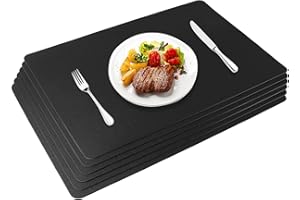 MIORKLY Oinvs Place Mats PU Leather Christmas Placemats Black Sets of 6 Table Mats Washable Waterproof Placemats 45x30cm, Suitable for Kitchen Indoor Outdoor Dining Table Restaurant