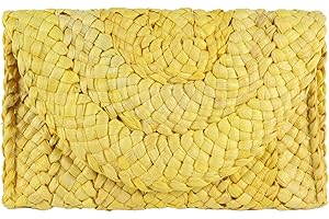 EVEOUT Bolso de paja tejido para mujer Cartera Clutches Vintage Bolsa de vacaciones en la playa