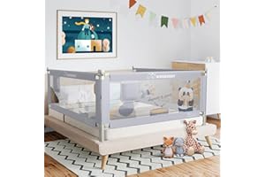 ‎KIDSBUDDY Kidsbuddy Baby Bettgitter Rausfallschutz Boxspringbett 200cm Klappbar Bettschutzgitter für Kinder Kinderbettgitter Babybettgitter Kinderbettschutzgitter Grau 1 Seite