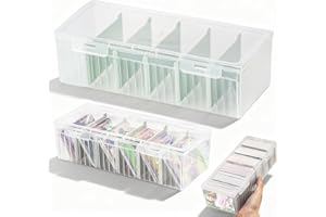 CVASNF 2 Stück Vokabelbox, Transparente Karteikarten Box mit Abnehmbaren Trennbretter Karteibox mit Deckel für Bis zu 600 Karten für Lernkarten Visitenkarten Notizen Karten 23.5 x 9.5 x 6.8cm