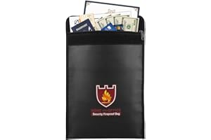 Moko Ognioodporna torba na dokumenty, ognioodporna i wodoszczelna, chroni wartościowe przedmioty, dokumenty, pieniądze, biżuterię, zamek błyskawiczny dla maksymalnej ochrony, czarna