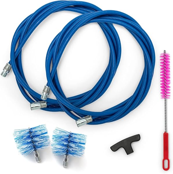 BARETTO | Kit Pulizia Stufa a Pellet | Canna Fumaria Ø 80 + 100 mm | Lunghezza 6 m | 2 Spazzole Nylon | Attacco M12 - 1