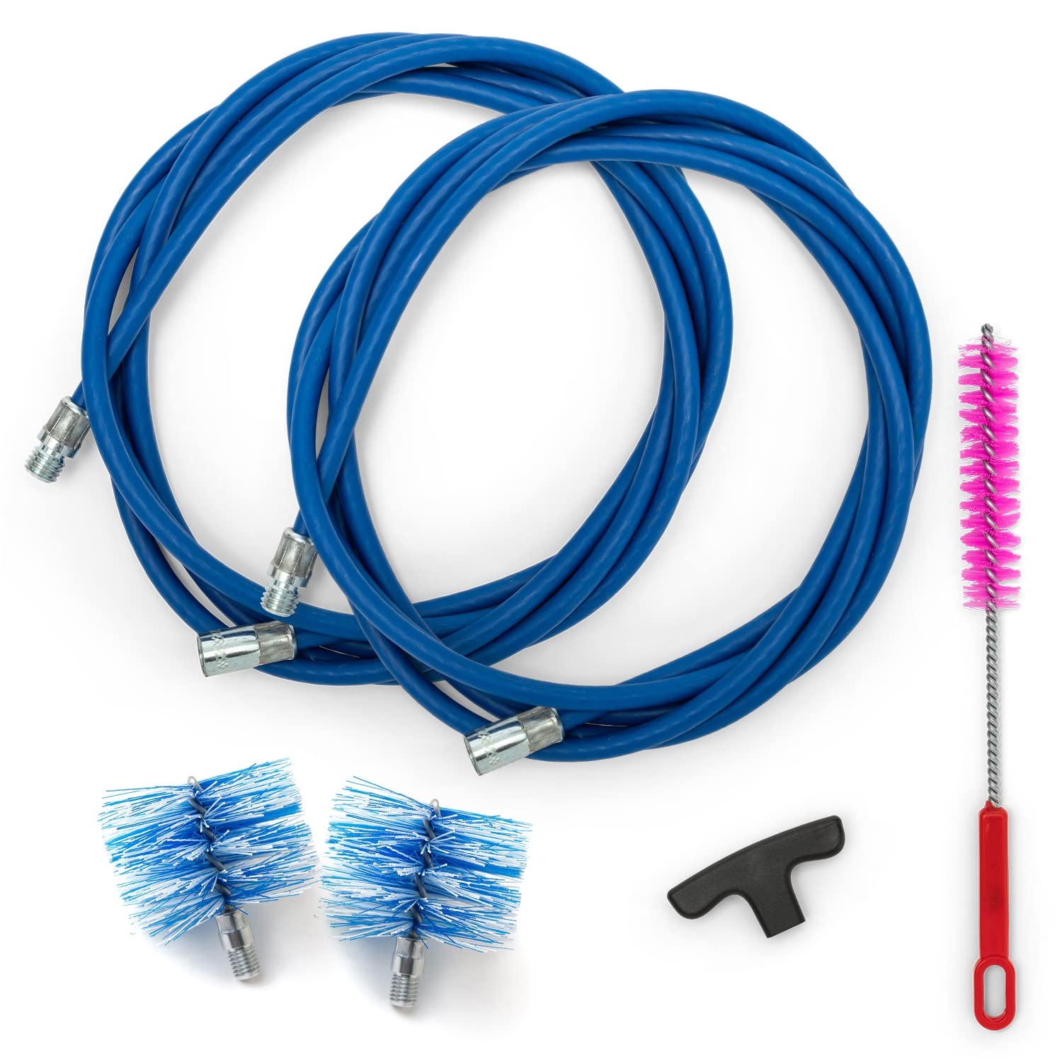 BARETTO | Kit de ramonage poêle à granulés | Conduit de fumée Ø 80 + 100 mm | Longueur 6 m | 2 hérissons en Nylon | Raccord M12 - 1