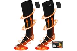 Calcetines Calefactables Recargables 5000 mAmh,Glovios Calcetin Calefactable Mujer Hombre,4 Ajustes de Calor,Calentadores de Pies para Hombres y Mujeres,Lavables,para Senderismo,Esqui,Caza,Moto
