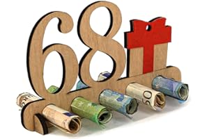 Giftota Regalo de Madera para 68 Cumpleaños - Libro de Visitas de Letrero de Madera de 68 Años para Hombres y Mujeres - Regalo de Dinero de Madera - Decoración de Madera para Amigos y Familiares