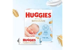 Huggies, Lingettes bébé, Pour tout le corps, Utilisables dès la naissance, Sans parfum, 8x56 lingettes, Pure Extra Care