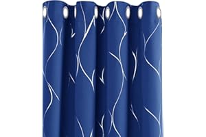 Deconovo Tende Oscuranti Camera da Letto Termiche Isolanti per Interni con Occhielli 140x290cm Blu Elettronico 2 Pannelli