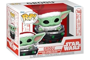 Funko POP! Star Wars: Mando Holiday - Grogu (the Child, Baby Yoda) - (Grogu (the Child, Baby Yoda), Baby Yoda) Pram - Star Wars: the Mandalorian - Kolekcjonerska figurka winylowa - Pomysł na prezent