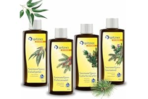 Spitzner esencia para saunas Libre Respiración: Eucalipto, Aguja de abeto, Pino de montaña y Saunamed (4 x 190 ml)