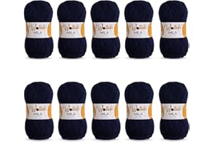 Wollidu Mila Fil pour crochet et tricot 10 x 50 g/133 m de fil à tricoter 100 % acrylique Fil à crochet Bleu marine
