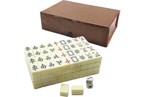Lamptti Chinese Mahjong - Mahjong Set Family Play, Portable Majiang Set with 144 Numbered Tiles, with Carrying Travel Case Complete Mahjong Game Set