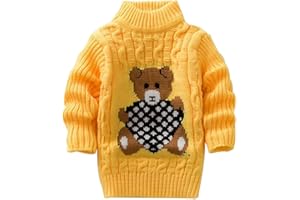 TinaDeer Kinder Rollkragenpullover Jungen Mädchen Strickpullover Winter Weihnachten Strick Pullover Pulli Baby Kleinkind Sweatshirt Langarm Strickpulli Bär Druck Sweater Tops