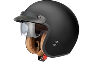 BSWAY Jethelm mit Visier by BS Way: Hochwertiger Motorradhelm, ECE-Zertifiziert für Herren und Damen - Ideal für Vespa, Moped, Mofa, Scooter und Roller - Retro Helm Design, Halbschalenhelm Matt Schwarz