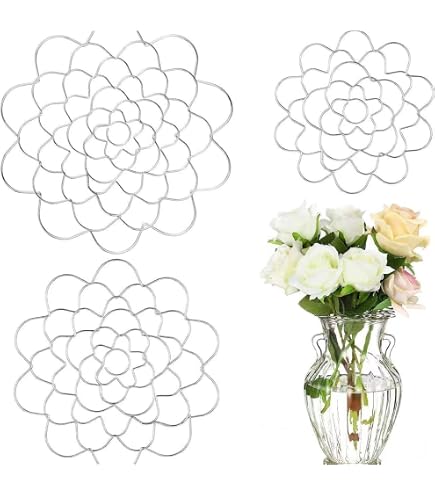 WANDIC Lot De 4 Grenouilles à Fleurs Rondes Transparentes Ikebana Kenzan Avec Ventouses - 7 Cm