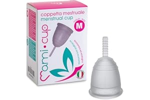 MAMICUP - Coppetta Mestruale Morbida in Silicone Medicale 100% Made in Italy, Totalmente Anallergica Priva di Lattice e Additivi, Coppette Mestruali per Ciclo (M, TRASPARENTE)