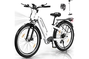 HITWAY 26X3.0 Bicicleta eléctrica, e Bike City Cruiser de 250 W, batería extraíble de 48V 18 Ah, 55-80 km, Shimano de 7 velocidades, Bicicleta eléctrica de cercanías para Adultos