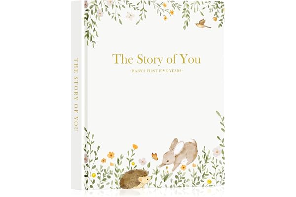 Lanpn Livre de Naissance Bébé Fille Garçon - The Story of You, Album Photo Bebe Première Année à 5 Ans, Journal Naissance Baby Book pour Coller Photos Écrire Cadeau, Anglais, 154 Pages
