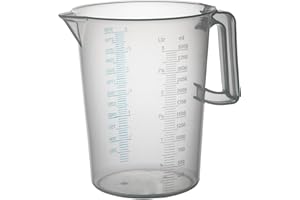 PIAZZA - Caraffa Graduata Professionale in Plastica con Manico Chiuso, Capacità 3L, Brocca per Acqua e Liquidi Alimentari - Misurino Graduato per Pesare Alimenti con Bilancia da Cucina, Made in Italy
