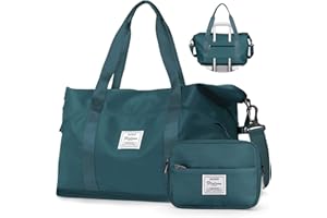 SEAFEW Sac de Voyage Femme Sac fourre-Tout de Sport pour Homme Imperméable Sac de Week-End, Cabine Avion Ryanair Bagage Cabine 40x20x25 easyjet 45x36x20 Sac de Gym,C5- Bleu Paon (avec Trousse de Toilette)