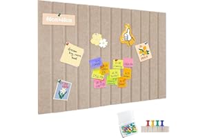 MEISO Corcho Pared Autoadhesivo 60 x 40 cm, Tablero de Corcho, Tablón de Anuncios de Corcho con 25 Chinchetas, Tablón de Fieltro para Colgar Fotos Notas de Oficina Decoración del Hogar