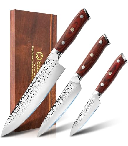 Jean Dubost Set 3 Pièces Couteaux Cuisine Manche Olivier Tradition - Marron