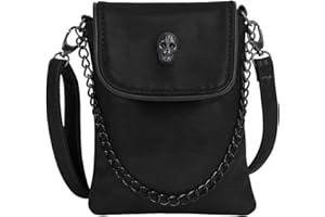 Moonlove Small Crossbody Purse for Girls, Gothic Skull PU Leather Cross Body Little Bag Shoulder Wallet Handbag Carrying Pouch Pocket for Cellphone/Cash/Card Storage Bag
