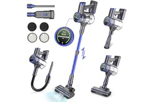 VAKYOU Aspiradora sin Cable,33KPa&450W Aspirador Escoba Potente, 50 Min Autonomía,6 en1 con Pantalla LED Protección Inteligen