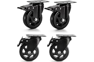 Yarlung 4 Pack 10cm Caster Wheels, Heavy Duty Plate Swivel Casters Set with Brake, 360°Rotating Dual Locking Caster No Noise PVC Wheel for Cart, Furniture, Workbench, 880 Lbs Load Capacity