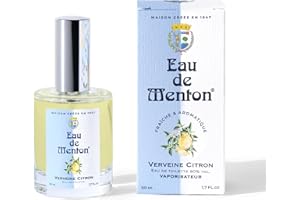 PRESTIGE DE MENTON Eau de Menton - Verveine Citron - Eau de Toilette Femme, Artisan Parfumeur en Côte d'Azur (50 ml)