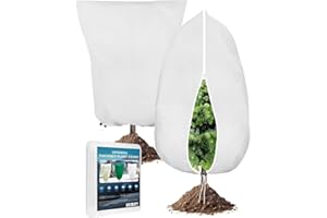 Verdenu 2pcs Voile Hivernage Plante Exterieur, 80 * 100cm Housse Hivernage Plante Exterieur, 90g/㎡ Voile D'hivernage avec Fermeture à Glissière, Contr Le Froid et Le Gel Protection Plantes Exterieur