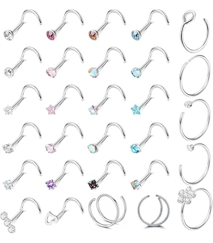 12 Piezas Piercing Nariz Acero Quirúrgico 316L - Aros Y Pernos 6/8/10mm, 18/20G, Oro Y Plata, Para Hombre Y Mujer