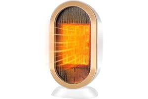 Feebee Stufetta Elettrica Basso Consumo, Stufa Bagno Termoventilatore Piccolo 800/1200W Protenzione Anti-surriscaldamento e Ribaltamento Dormitorio a Risparmio Energetico per Camere o Bagno(Bianco)