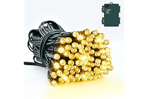 ‎DALUGO Dalugo Lichterkette Batterie, 3M 30 LED Warmweiß Lichterkette Kabel grün mit 6h Timer, IP65 Wasserdicht Lichterkette für Innen außen Weihnachtsdekorationen