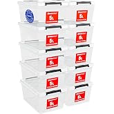 ATHLON TOOLS Set of 10 5L Storage Boxes with Lids - 100% Virgin Material - Clear - BPA Free - Stackable Boxes - Grey Locking