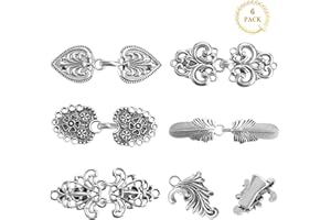 Anruyi 6 Stück Pullover Clips Vintage Pullover Clips Antike Schal Clip Legierung Cardigan Clip Sweater Cardigan Clips Kragen Metallclip Schal verschlüsse für jacken kleidung Strickjacke(6 Stile)