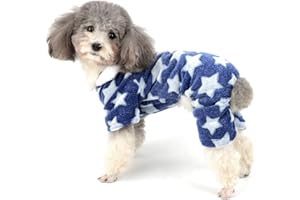 Ranphy Dog Pajamas Fleece Overall Winter Jumpsuit Girl Pet Pjs Hoodie Chihuahua Clothes Puppy Pyjamas Outfit Doggy Christmas Costume Yorkie Apparel for Small Dog Cat Blue S