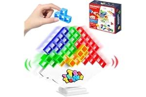 Atuoxing 64 Piezas Tetra Tower, Juguete de Equilibrio Tetris Tower, Juego de Team Tetra Tower Game para Adultos Niños