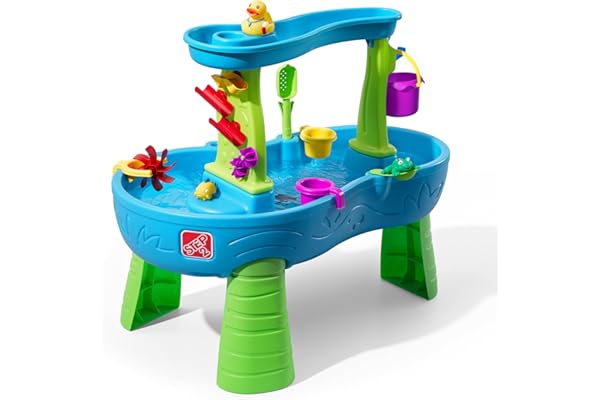 Step2 Rain Shower Splash Table d'eau avec 13 Accessoires - Bleu & Vert | Jeu extérieur Aquatique | Activité pour Le Jardin
