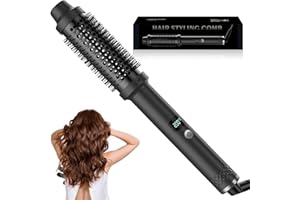 Thermal Brush OKWRAP Hot Round Brush Ionic 3 in 1 38 mm Hot Hair Brushes for Hair Styling 120-210℃ Digital Display 5 Temperatures, Curling Iron Creates Loose Curls, Dual Voltage for Travel